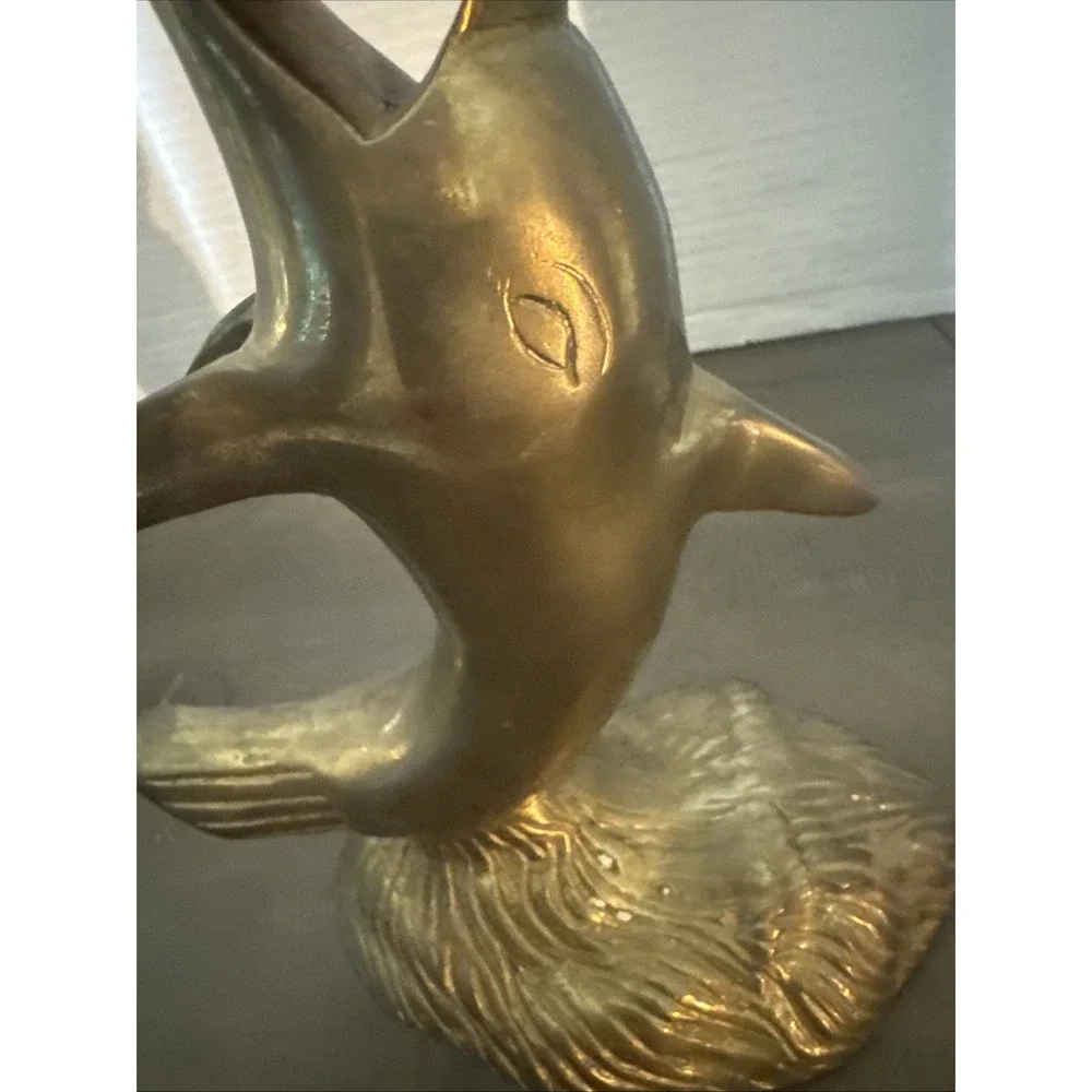 Vintage Brass Dolphin Balancing Ball 7 3/4